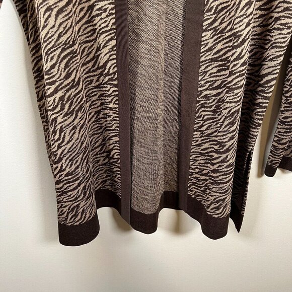 Misook Cardigan Sweater Size Medium Brown Zebra Print Acrylic Knit Work Office - Picture 6 of 9